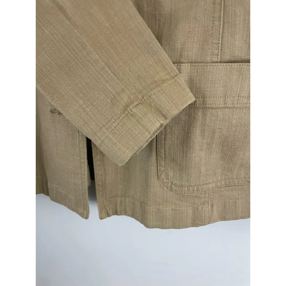 Ann Taylor Size 4 Women's Blazer Jacket Brown Tan Button  Jacket Work Cotton - Picture 7 of 11